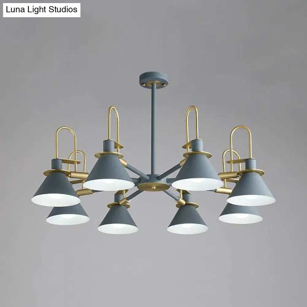 Macaron Loft Funnel Chandelier: Stylish Metal Suspension Light For Nurseries