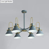 Macaron Loft Funnel Chandelier: Stylish Metal Suspension Light For Nurseries