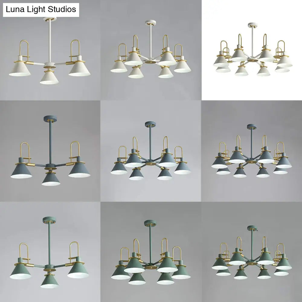 Macaron Loft Funnel Chandelier: Stylish Metal Suspension Light For Nurseries