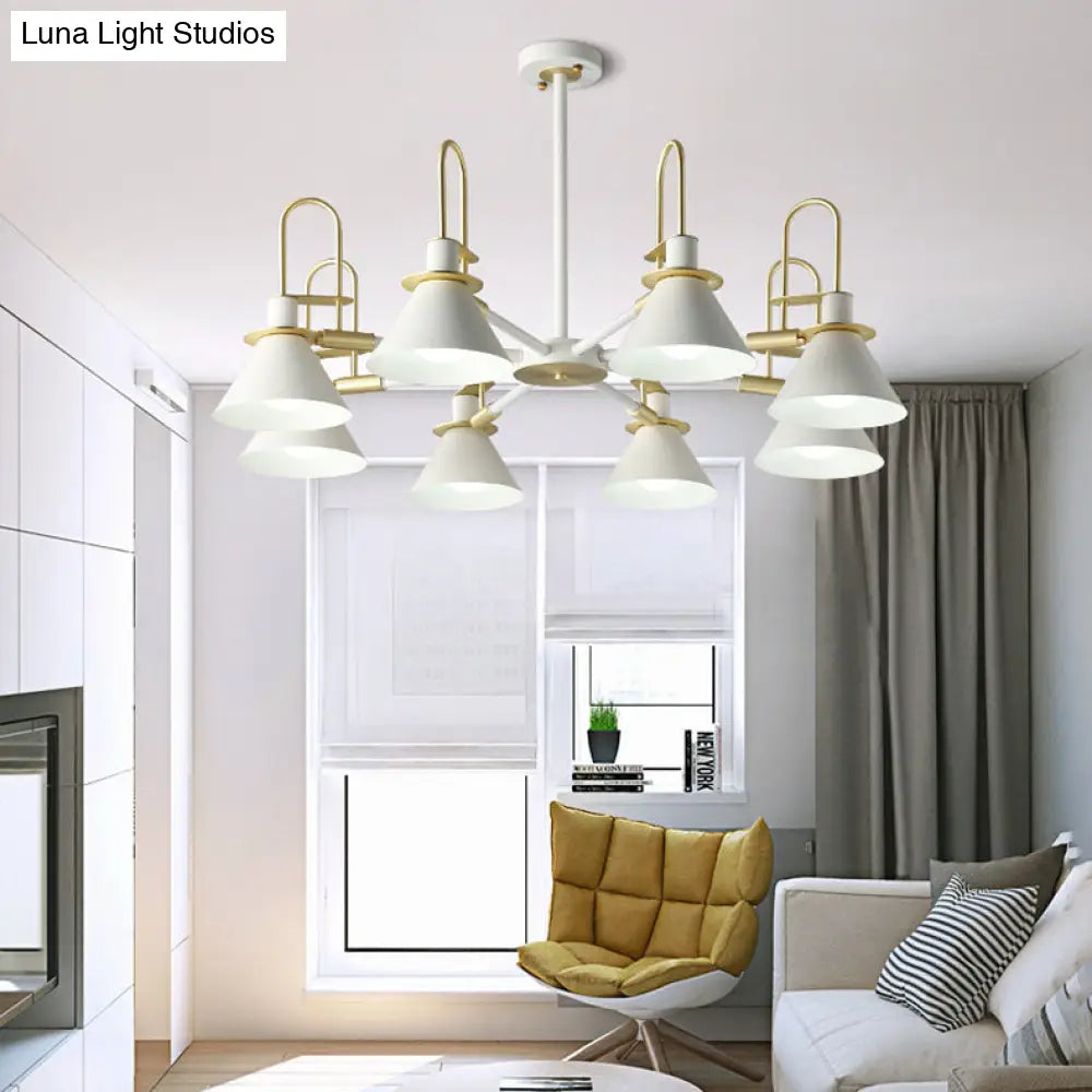 Macaron Loft Funnel Chandelier: Stylish Metal Suspension Light For Nurseries