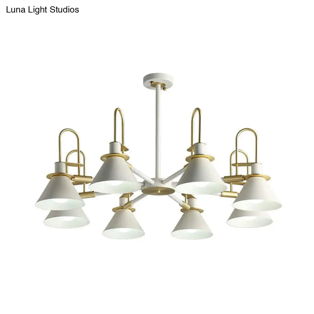 Macaron Loft Funnel Chandelier: Stylish Metal Suspension Light For Nurseries