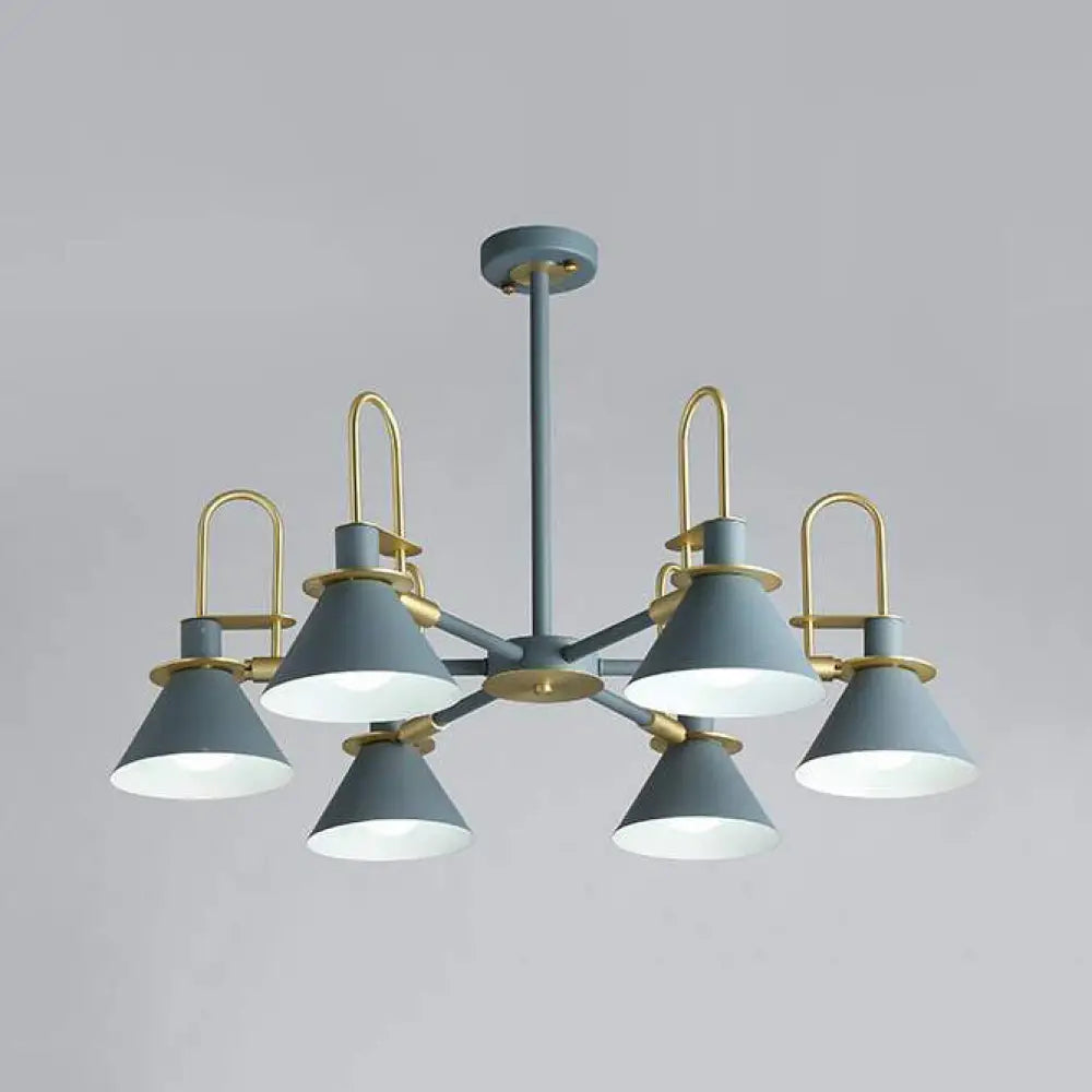 Macaron Loft Funnel Chandelier: Stylish Metal Suspension Light For Nurseries 6 / Grey