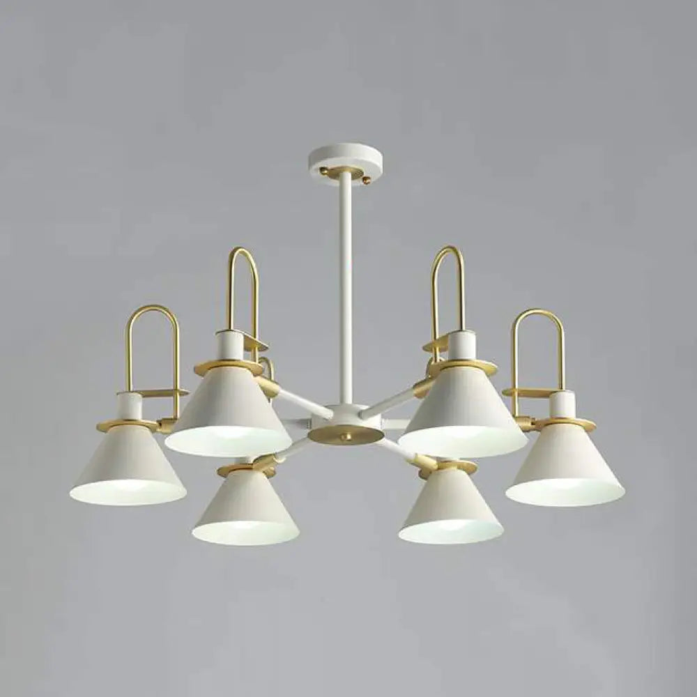 Macaron Loft Funnel Chandelier: Stylish Metal Suspension Light For Nurseries 6 / White