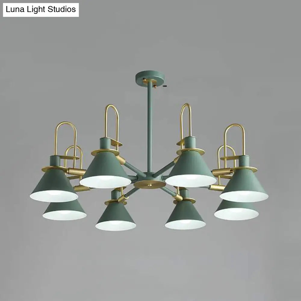Macaron Loft Funnel Chandelier: Stylish Metal Suspension Light For Nurseries
