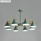 Macaron Loft Funnel Chandelier: Stylish Metal Suspension Light For Nurseries