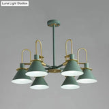 Macaron Loft Funnel Chandelier: Stylish Metal Suspension Light For Nurseries