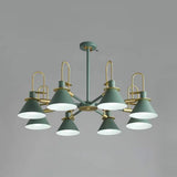 Macaron Loft Funnel Chandelier: Stylish Metal Suspension Light For Nurseries 8 / Green
