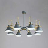 Macaron Loft Funnel Chandelier: Stylish Metal Suspension Light For Nurseries 8 / Grey