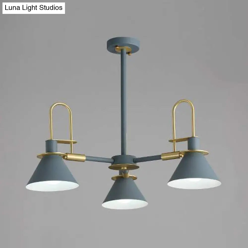 Macaron Loft Funnel Chandelier: Stylish Metal Suspension Light For Nurseries