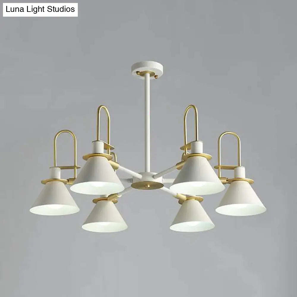 Macaron Loft Funnel Chandelier: Stylish Metal Suspension Light For Nurseries