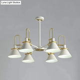 Macaron Loft Funnel Chandelier: Stylish Metal Suspension Light For Nurseries