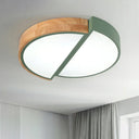 Macaron Loft Led Flush Mount Ceiling Light - Half Circle Restaurant Lamp In Green/Pink/White Green