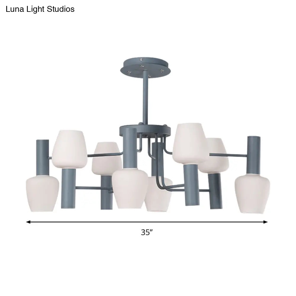 Macaron Loft Milk Glass Chandelier - Undertint Bud Shaped Pendant Ceiling Light