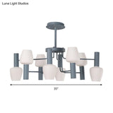 Macaron Loft Milk Glass Chandelier - Undertint Bud Shaped Pendant Ceiling Light