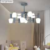 Macaron Loft Milk Glass Chandelier - Undertint Bud Shaped Pendant Ceiling Light