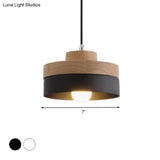 Macaron Loft Pendant Lighting - Round/Square Single Light Wood Lamp For Dining Room Or Bookstore