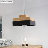 Macaron Loft Pendant Lighting - Round/Square Single Light Wood Lamp For Dining Room Or Bookstore