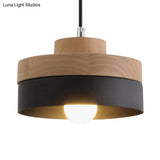 Macaron Loft Pendant Lighting - Round/Square Single Light Wood Lamp For Dining Room Or Bookstore