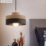 Macaron Loft Pendant Lighting - Round/Square Single Light Wood Lamp For Dining Room Or Bookstore