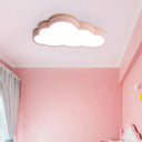 Macaron Loft Slim Panel Led Ceiling Lamp For Living Room With Acrylic Cloud Mount Pink / 19.5’ White