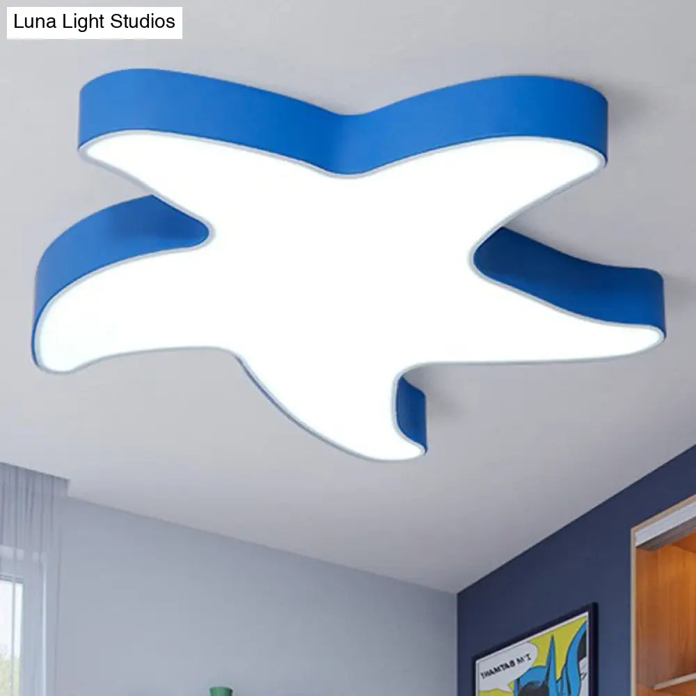 Macaron Loft Starfish Flush Mount: Candy-Colored Acrylic Ceiling Light Blue / 16 White