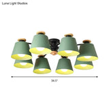 Macaron Loft Trapezoid Ceiling Lamp - Modern Metal Semi Flush Light With 8 Lights