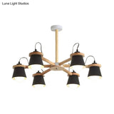 Macaron Metal Chandelier With 6 Bucket Shades Pendant Lighting For Kindergarten