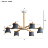Macaron Metal Chandelier With 6 Bucket Shades Pendant Lighting For Kindergarten