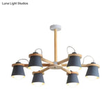 Macaron Metal Chandelier With 6 Bucket Shades Pendant Lighting For Kindergarten