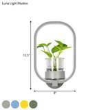 Macaron Metal Led Wall Sconce With Plant Pot For Bedroom - Grey/Yellow/Blue