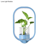 Macaron Metal Led Wall Sconce With Plant Pot For Bedroom - Grey/Yellow/Blue