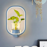Macaron Metal Led Wall Sconce With Plant Pot For Bedroom - Grey/Yellow/Blue Blue / Rectangle