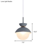 Macaron Metal Pendant Lighting - Flared Design 1-Light Gray/Blue/Pink Dining Room Ceiling Light