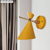 Macaron Metal Wall Sconce - Angle Shade 1 Light Black/White/Pink/Yellow/Green Bedroom
