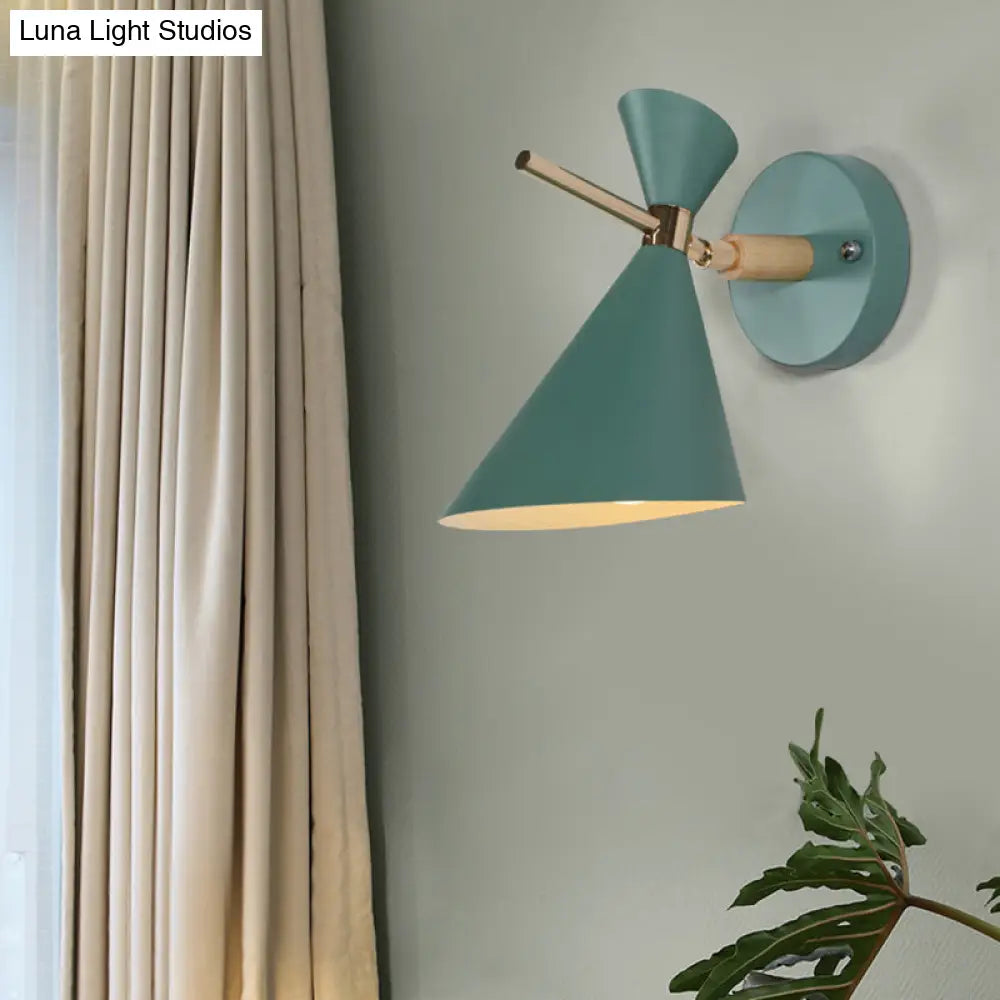 Macaron Metal Wall Sconce - Angle Shade 1 Light Black/White/Pink/Yellow/Green Bedroom