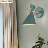 Macaron Metal Wall Sconce - Angle Shade 1 Light Black/White/Pink/Yellow/Green Bedroom