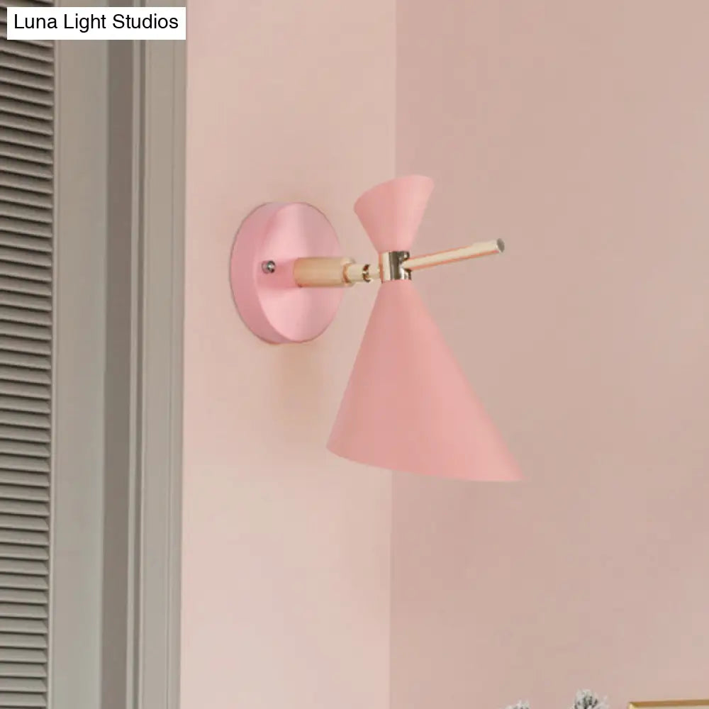 Macaron Metal Wall Sconce - Angle Shade 1 Light Black/White/Pink/Yellow/Green Bedroom