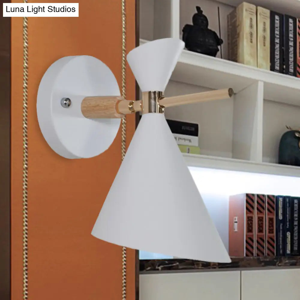 Macaron Metal Wall Sconce - Angle Shade 1 Light Black/White/Pink/Yellow/Green Bedroom