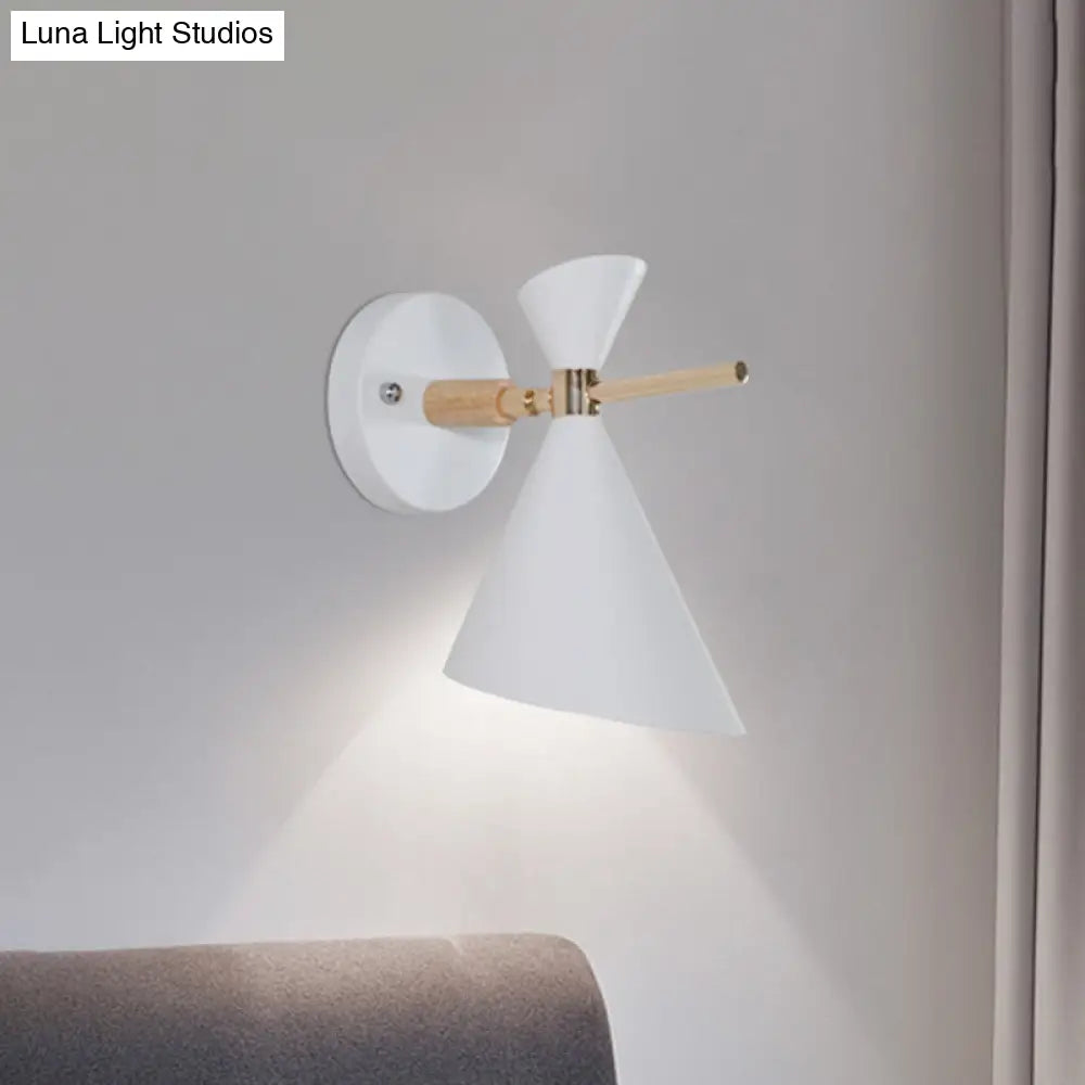Macaron Metal Wall Sconce - Angle Shade 1 Light Black/White/Pink/Yellow/Green Bedroom