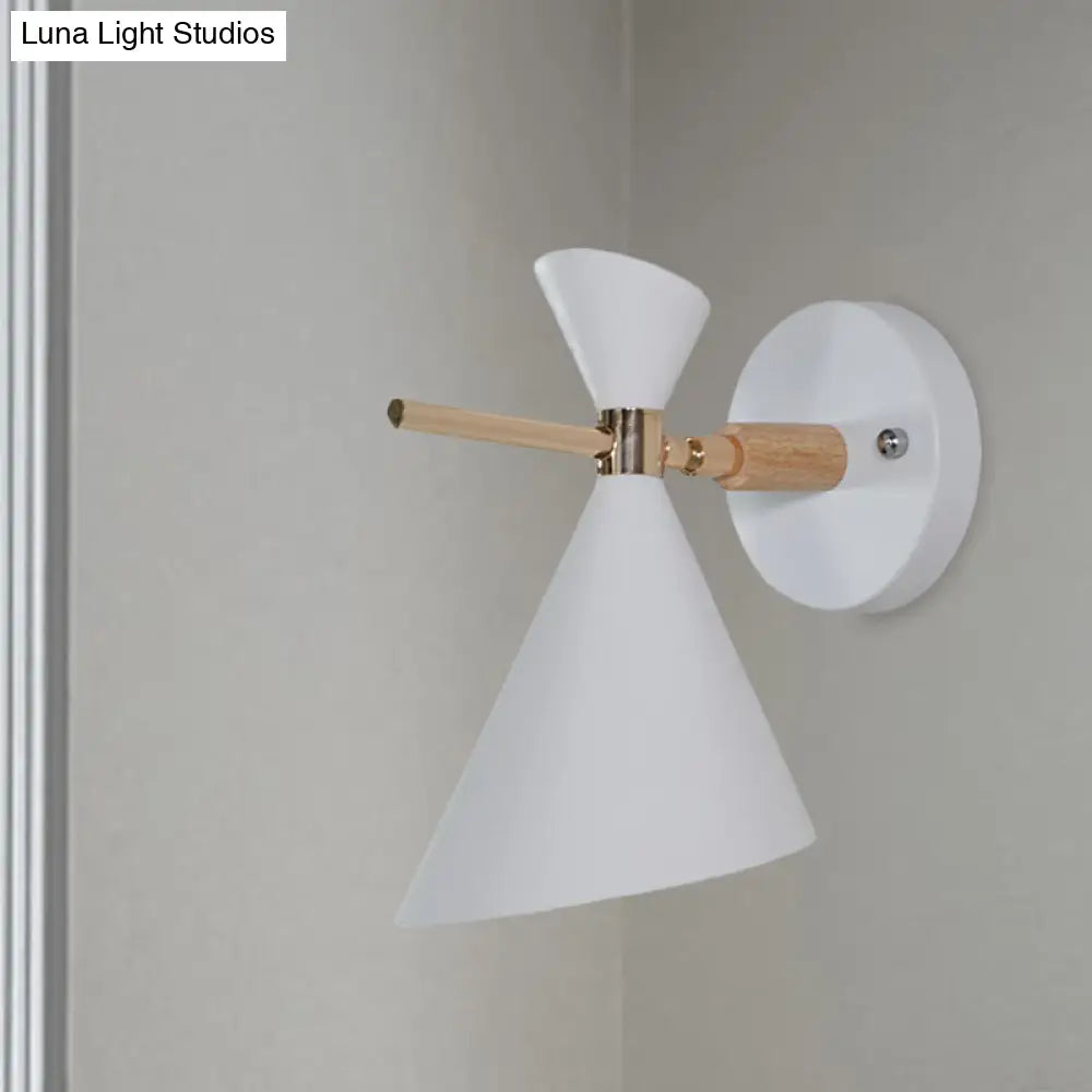 Macaron Metal Wall Sconce - Angle Shade 1 Light Black/White/Pink/Yellow/Green Bedroom