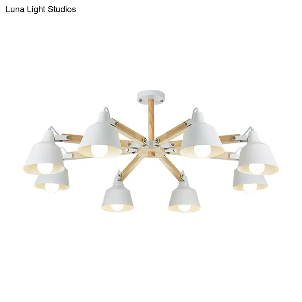 Macaron Multi-Head Metal Bucket Chandelier: Playful Hanging Light For Kindergarten