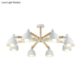 Macaron Multi-Head Metal Bucket Chandelier: Playful Hanging Light For Kindergarten