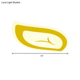 Macaron Nursing Room Led Ceiling Light Fixture - Flush Mount Acrylic Leaf Design