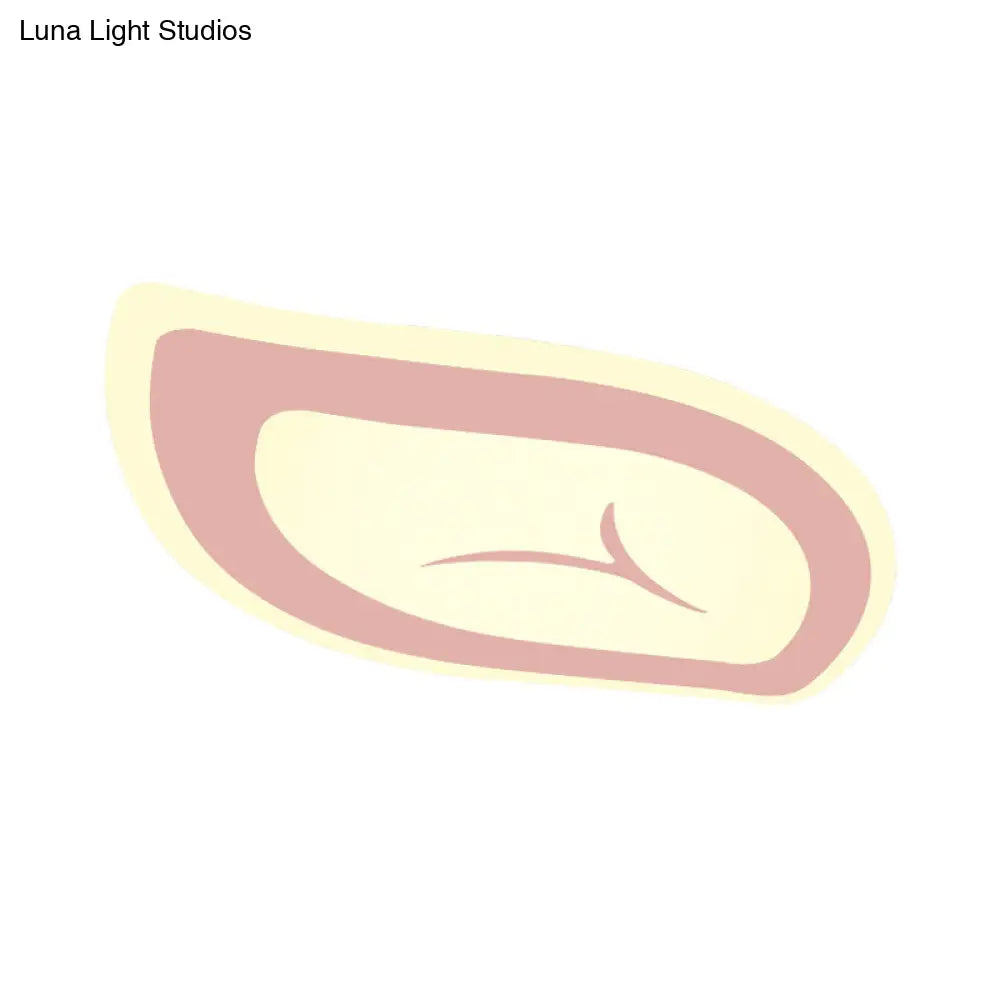 Macaron Nursing Room Led Ceiling Light Fixture - Flush Mount Acrylic Leaf Design