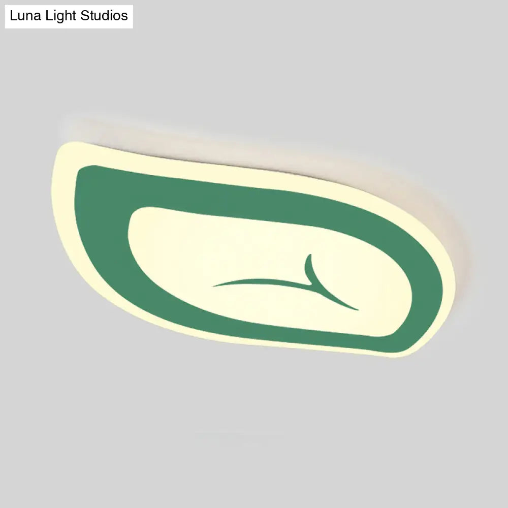 Macaron Nursing Room Led Ceiling Light Fixture - Flush Mount Acrylic Leaf Design