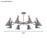 Macaron Pendant Light: Bottle Shape Chandelier For Living Room - 8 Bulbs Metal Finish