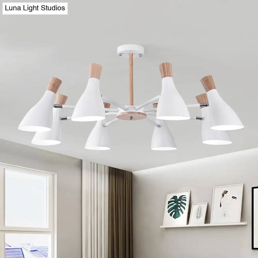 Macaron Pendant Light: Bottle Shape Chandelier For Living Room - 8 Bulbs Metal Finish