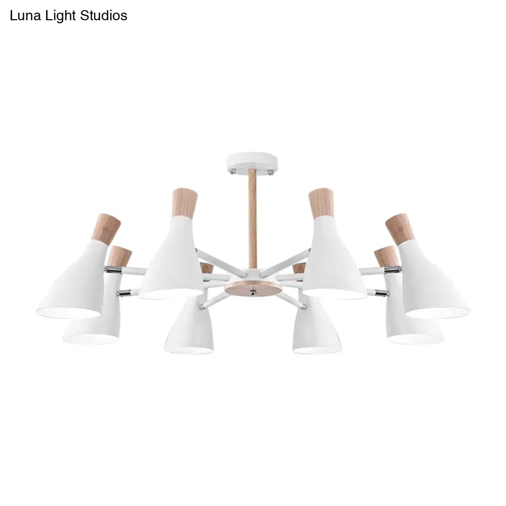Macaron Pendant Light: Bottle Shape Chandelier For Living Room - 8 Bulbs Metal Finish