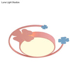 Macaron Pink Led Flush Mount Light With Clover Detail - Warm/White Lighting