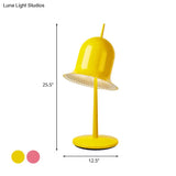 Macaron Pink/Yellow Night Light Table Lamp - Single Bedroom With Metal Bell Shade